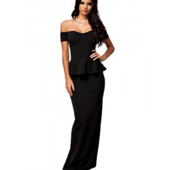 Peplum Maxi Dress With Drop shoulder - Picture 3 of 6
